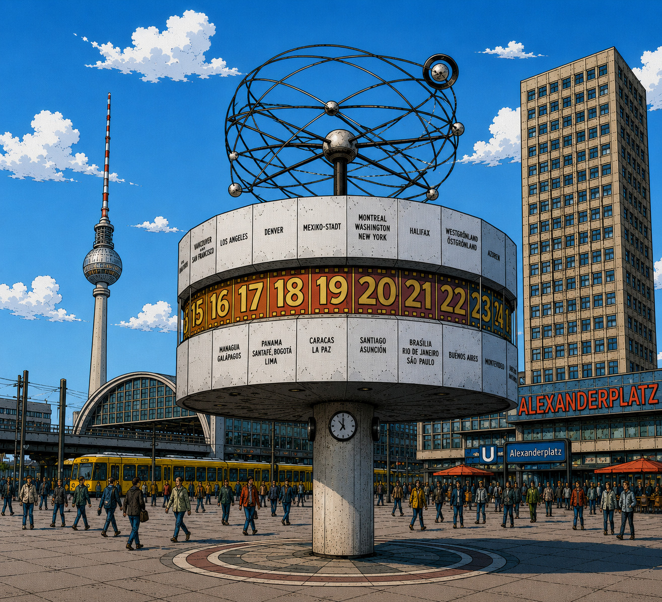 Rendered map example for Weltzeituhr